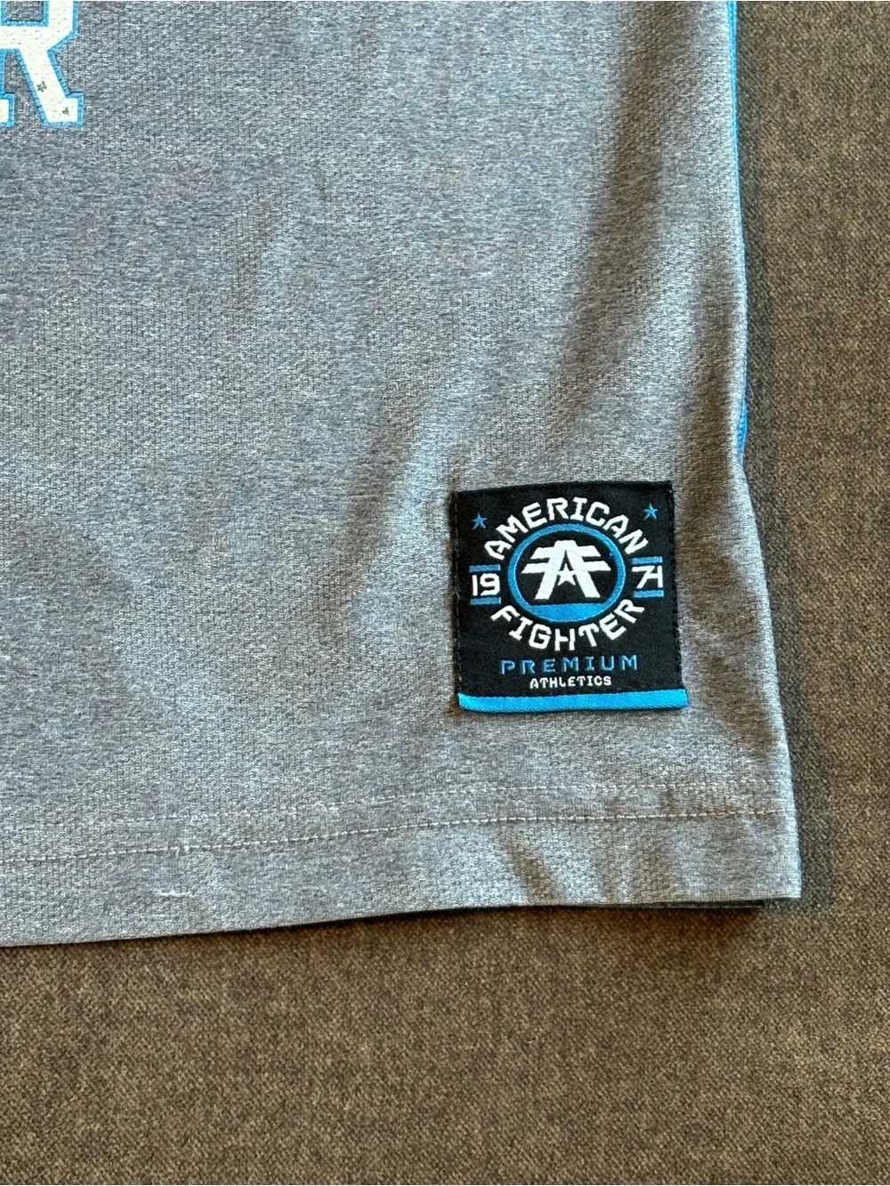 American Fighter Gray Tank Top with Blue Trim